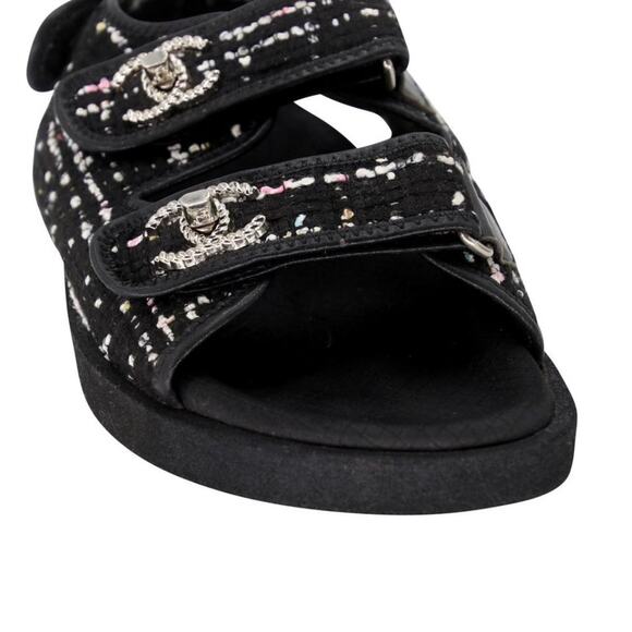 Chanel Turnlock 39 Tweed Leather Cc Dad Sandals CC-0712N-0001 - Picture 8 of 11